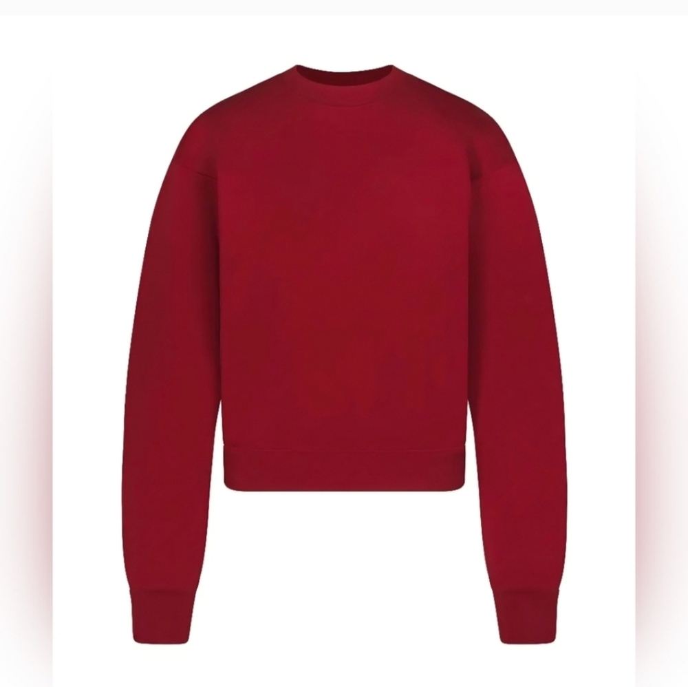SKIMS NWT Cotton Fleece Classic Crewneck Size Large/ Color Brick
